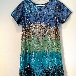 Next UK Girls Dress 8 Years Ombré Sequin Dress